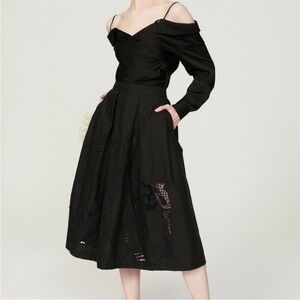 Stella Jean Black Off-Shoulder Midi Skirt